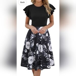 HELYO Women's Semi-Formal Ruffle Sleeves V-Back Work Fit and Flare Cocktail...